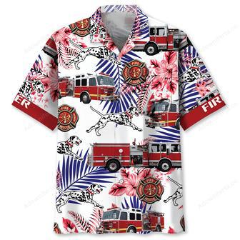 Fire Truck Dalmatian Proud Hawaiian Shirt Pocket | Newhawaiianshirts AU