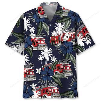 Fire Truck Dark Blue Hawaiian Shirt | Newhawaiianshirts UK