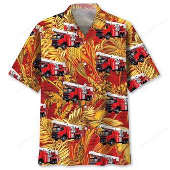 Fire Truck Tropical Orange Hawaiian Shirt | Newhawaiianshirts CA