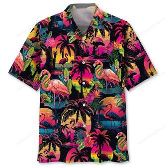 Flamingo Retro Palm Tree Hawaiian Shirt | Newhawaiianshirts CA