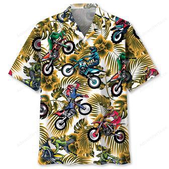 Funny Dirt Bike Racing Yellow Hawaiian Shirt | Newhawaiianshirts CA