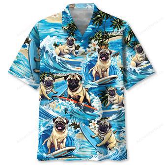 Funny Surfing Pug Hawaiian Shirt | Newhawaiianshirts DE