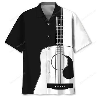 guitar black and white pattern hawaiian shirt | Newhawaiianshirts UK