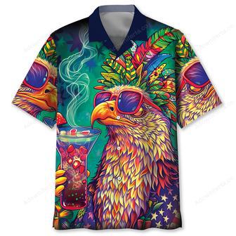 Hippie Bald Eagle Funny Art Hawaiian Shirt | Newhawaiianshirts AU