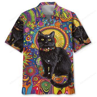 Hippie Black Cat Hawaiian Shirt | Newhawaiianshirts UK