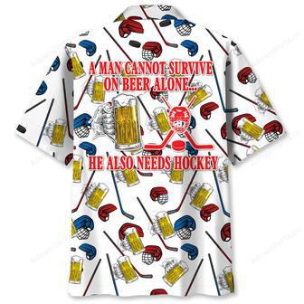 Hockey A Man Cannot Survive On Beer Alone Hawaiian Shirt | Newhawaiianshirts