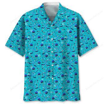 Hockey Blue Beach Hawaiian Shirt | Newhawaiianshirts DE