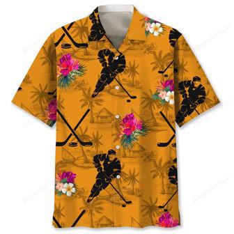 Hockey Orange Tropical Hawaiian Shirt | Newhawaiianshirts DE