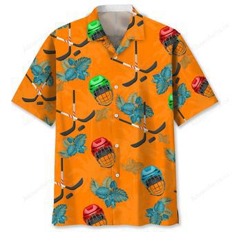 Hockey Tropical Orange Hawaiian Shirt | Newhawaiianshirts DE