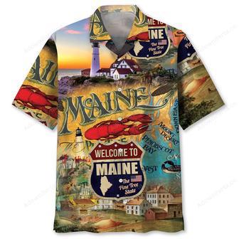 Maine Vintage Art Hawaiian Shirt | Newhawaiianshirts AU