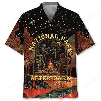 National Park After Dark Bigfoot Alien Bear Hawaiian Shirt | Newhawaiianshirts UK