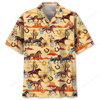 Orange Desert Horse Harness Racing Hawaiian Shirt | Newhawaiianshirts DE