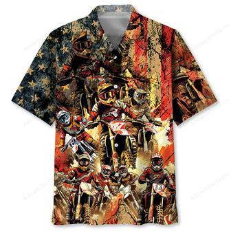 Patriotic Dirt Bike Racing Hawaiian Shirt | Newhawaiianshirts