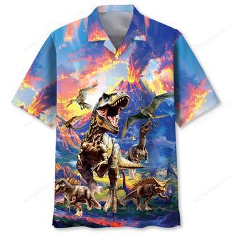 Prehistoric Dinosaur Volcano Hawaiian Shirt | Newhawaiianshirts UK