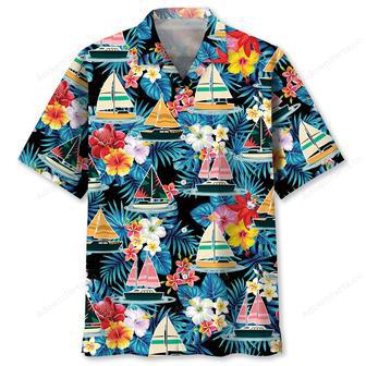 Sailboat Tropical Flower Hawaiian Shirt | Newhawaiianshirts CA