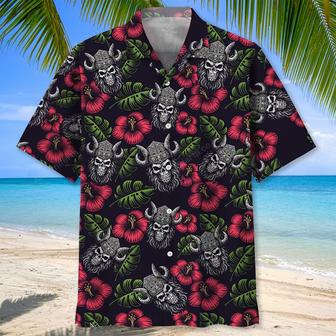 Scary Skull Head Viking Warrior Hawaiian Shirt | Newhawaiianshirts