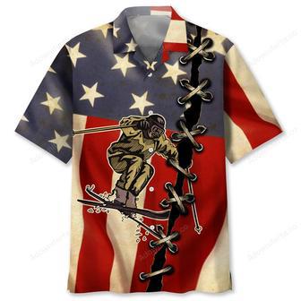 skiing america flag hawaiian shirt | Newhawaiianshirts UK