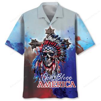 Skull God Bless America Hawaiian Shirt | Newhawaiianshirts