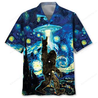 Starry Night Alien Bigfoot Rock&Roll Hawaiian Shirt | Newhawaiianshirts CA