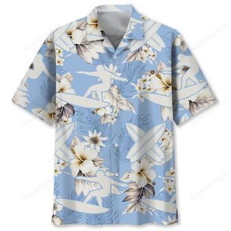 surfing white flower hawaiian shirt | Newhawaiianshirts CA