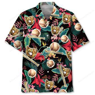 Tropical Flowers With Baseball Gloves Hawaiian Shirt | Newhawaiianshirts AU