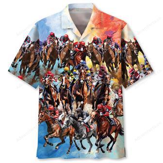 Vintage Horse Racing Lover Hawaiian Shirt | Newhawaiianshirts UK