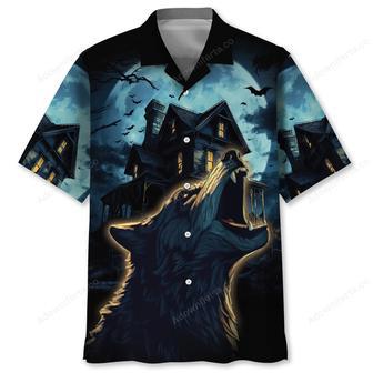 Wolf In A Full Moon Horror Night Hawaiian Shirt | Newhawaiianshirts