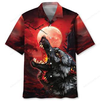 Wolf Red Moon Hawaiian Shirt | Newhawaiianshirts UK