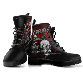 My Belief My Legacy' My Way Leather Boots - Monsterry