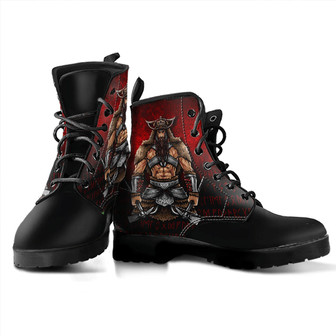 Norseman Berserker Viking Warrior Valhalla Odin Leather Boots - Monsterry