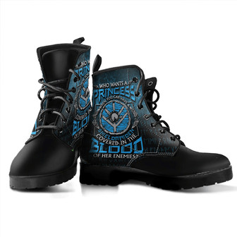 Shieldmaiden Coverd In The Blood Leather Boots - Monsterry