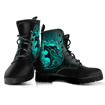 Viking Berserker Cyan Leather Boots - Monsterry