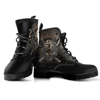 Viking Berserker Norse Pagan Bear Warrior Leather Boots - Monsterry
