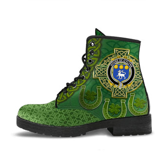 House of O FLYNN Irish Family Crest Leather Boots Ireland Celtic Cross - Monsterry