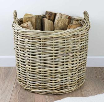 Handmade Rattan Round Wicker Log Basket for Home Decor | Rusticozy