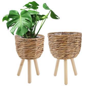 High Quality Wicker Plant Pot with Wooden Legs for Home Decor | Rusticozy