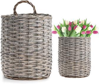 Set of 2 Farmhouse Wicker Wall Hanging Baskets for Decor | Rusticozy AU