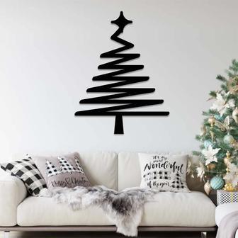 Modern Abstract Christmas Tree Metal Wall Art for Home Decor | Familywalldecor