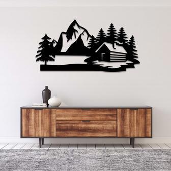 Rustic Cabin Scenery Metal Wall Art Print for Home Decor | Familywalldecor UK