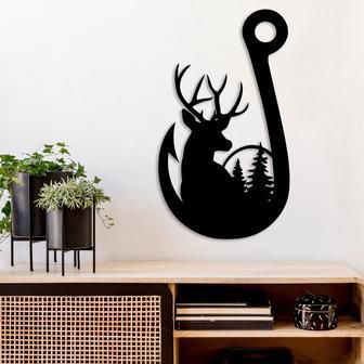 Deer Fishing Hook Metal Wall Art for Rustic Home Décor | Familywalldecor CA