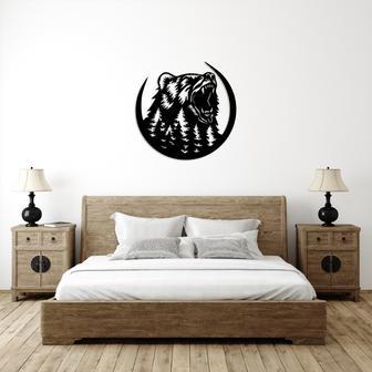 Personalized Growling Bear Metal Wall Art for Rustic Home Decor | Familywalldecor AU