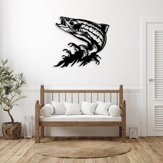 Jumping Trout Metal Wall Art for Home Fishing Decor | Familywalldecor CA