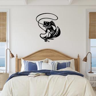 Fishing-Themed Jumping Walleye Metal Wall Art for Home Decor | Familywalldecor UK