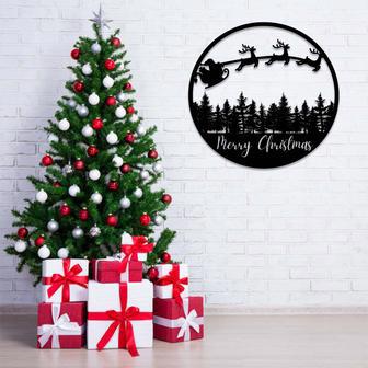 Merry Christmas Sleigh Scene Metal Wall Art for Holiday Décor | Familywalldecor AU