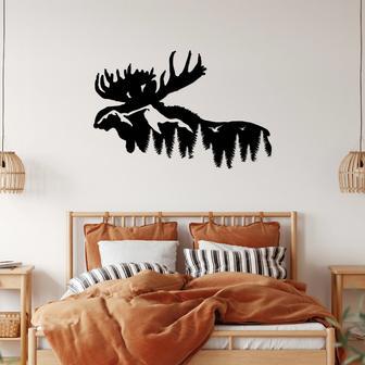 Rustic Moose Mountain Metal Wall Art for Home Wall Decor | Familywalldecor