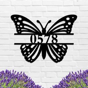 Personalized Butterfly Address Sign Outdoor Metal House Numbers | Familywalldecor AU