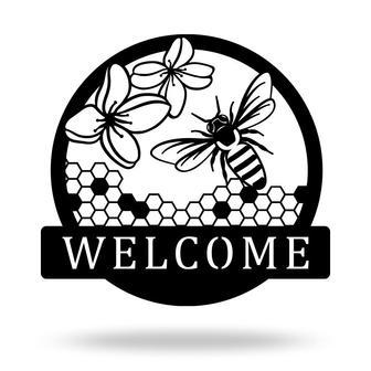 Personalized Honey Bee Welcome Metal Sign for Garden Decor | Familywalldecor