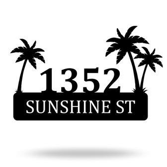 Personalized Palm Tree Metal Address Sign for House Plaque | Familywalldecor