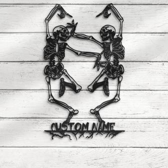 Funny Couple Skeleton Dancer Halloween Metal Sign Decor | Familywalldecor DE