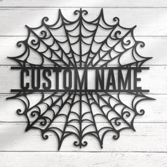 Personalized Halloween Metal Sign with Spider Graphics | Familywalldecor AU